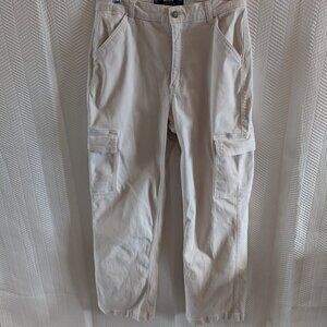 Hollister Ultra High Rise Dad Pant Cargo Pants Cream Size 29R Cotton Utility